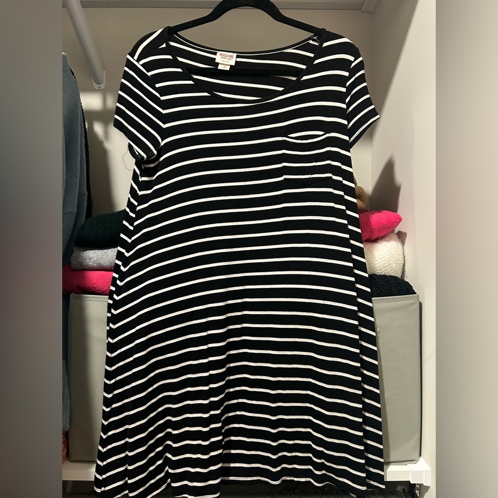 Black and white striped dress